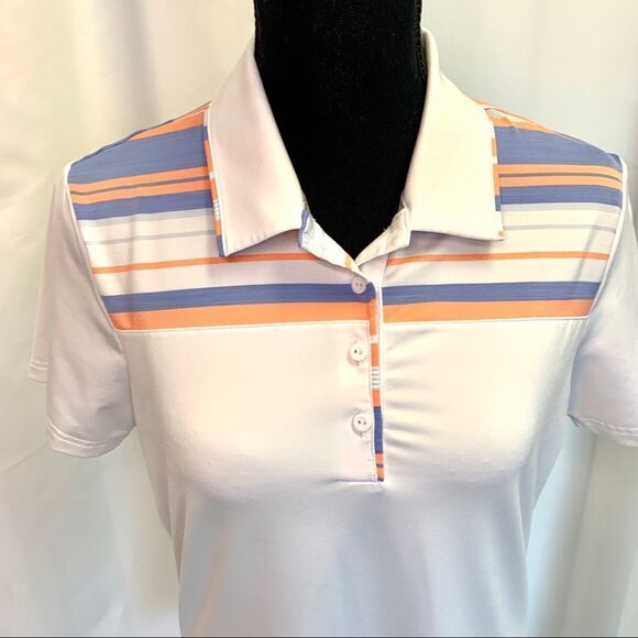 ADIDAS Golf Ladies Ultimate 365 Stripe Short Sleeve Polo Shirt Sz M🇨🇦 - Picture 4 of 12